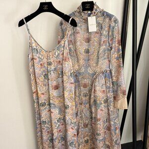 Zimmermann stand-up collar fitted waist long-sleeved dress